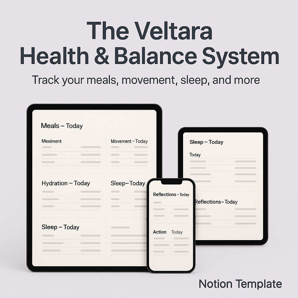 🌿The Veltara Health & Balance System — Notion Dashboard for Gentle Weight Loss, Daily Wellness & Mindful Tracking ✨