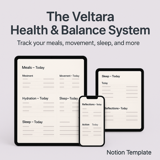 🌿The Veltara Health & Balance System — Notion Dashboard for Gentle Weight Loss, Daily Wellness & Mindful Tracking ✨